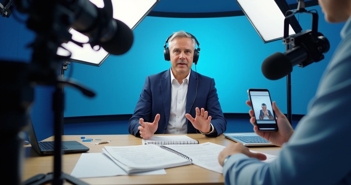Porta-voz político adaptando comunicação para TV rádio jornal e redes sociais 