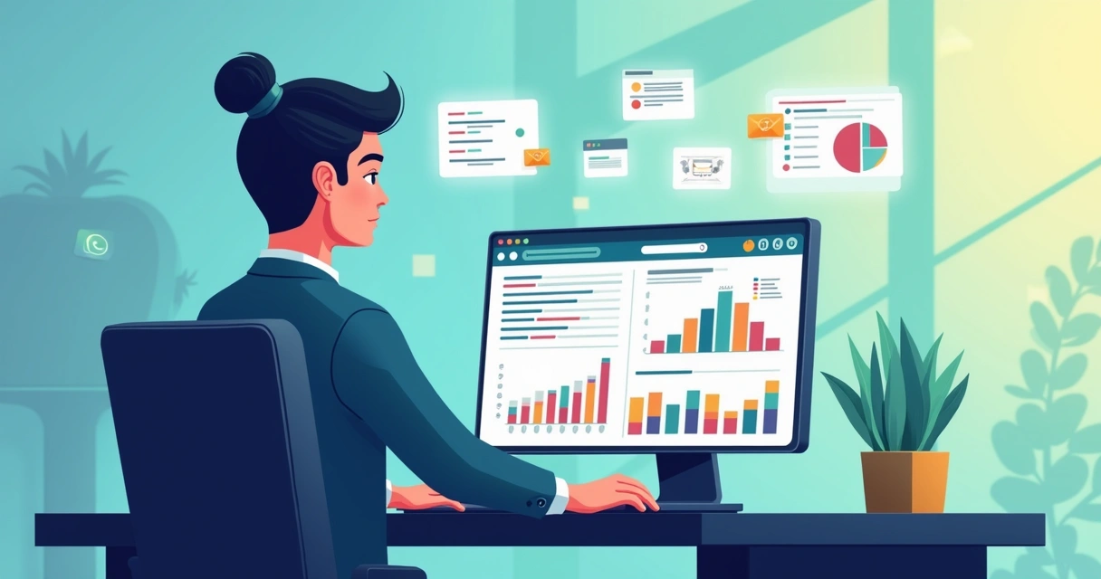 Funcionário acessando portal de cliente no notebook 