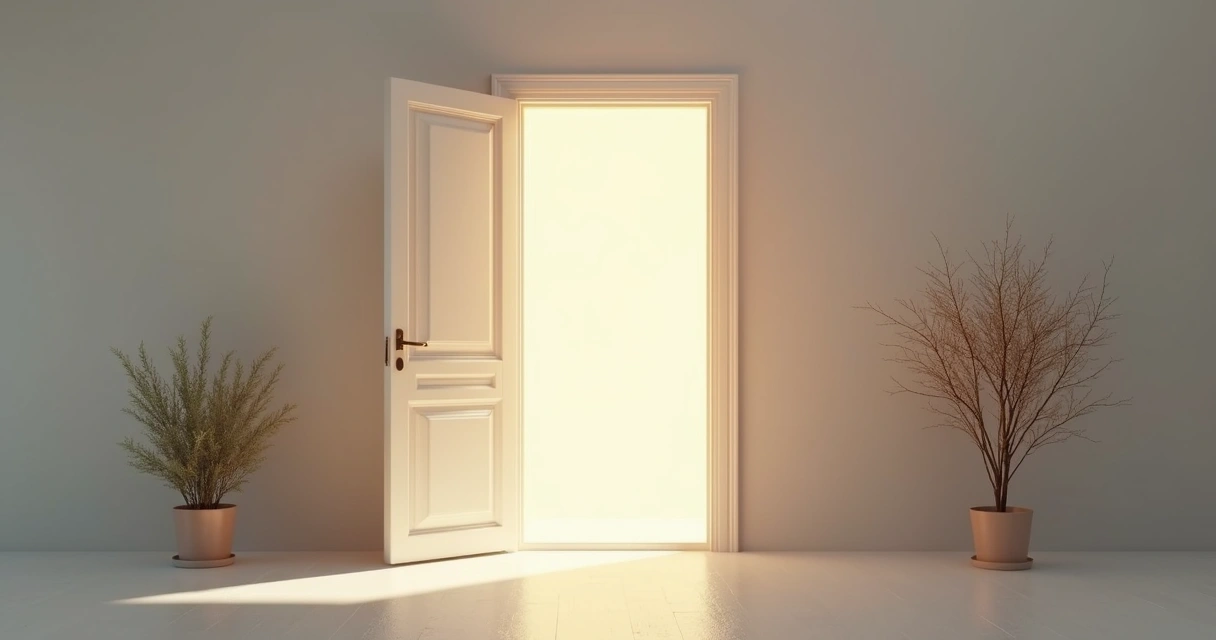 Porta aberta simbolizando descoberta e cura interior