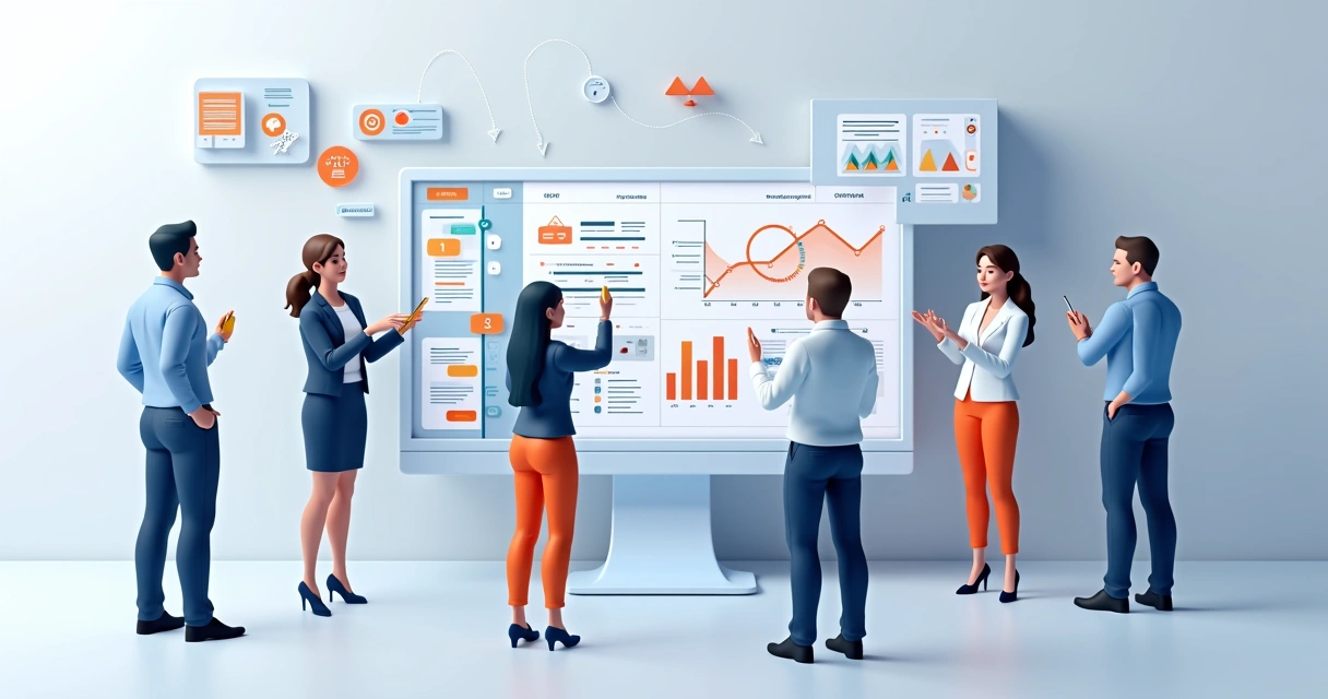 Partner Portal ou PRM? Guia de Vantagens, Limites e Cenários 2025 Tela de portal com parceiros interagindo em dashboard digital