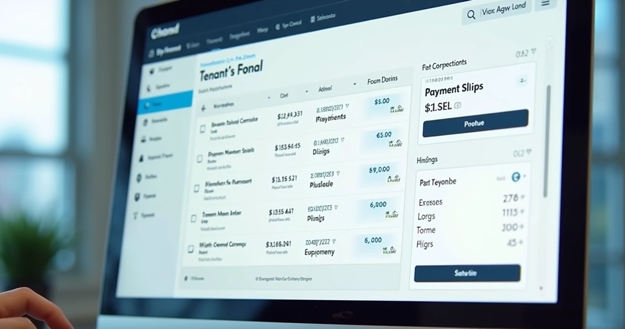 Tela do portal digital de inquilinos mostrando segunda via de boletos e histórico de pagamentos 