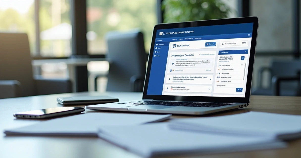 Portal de transparência legislativa aberto em notebook e celular 
