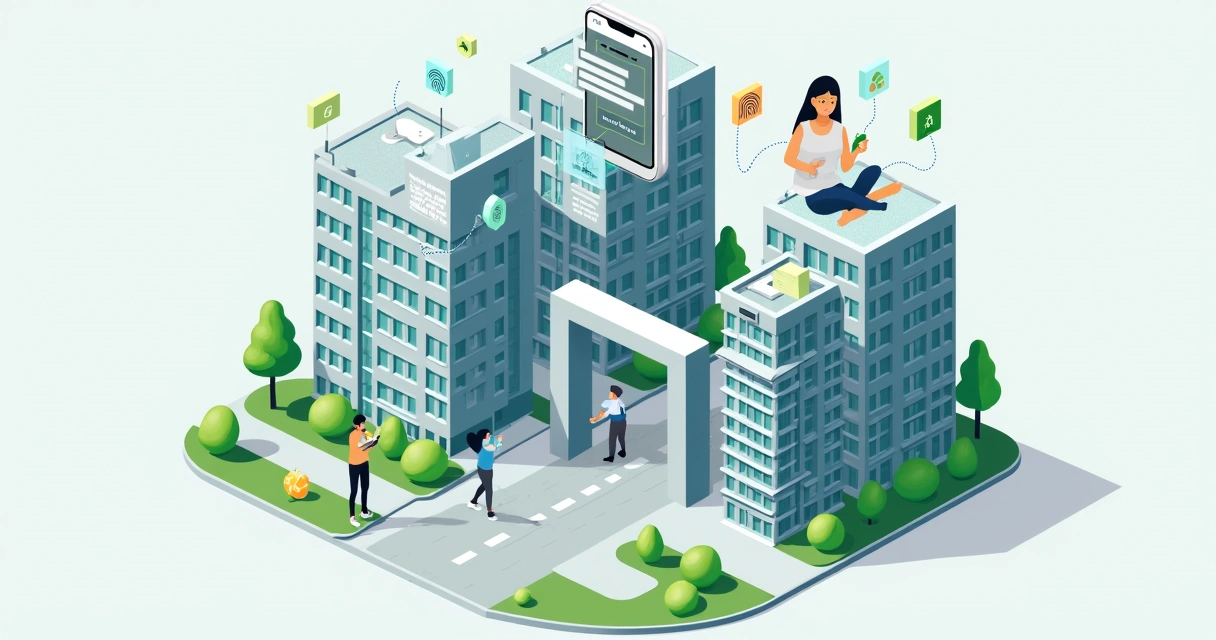 Condomínio visto de cima com controle de acesso remoto por aplicativo 