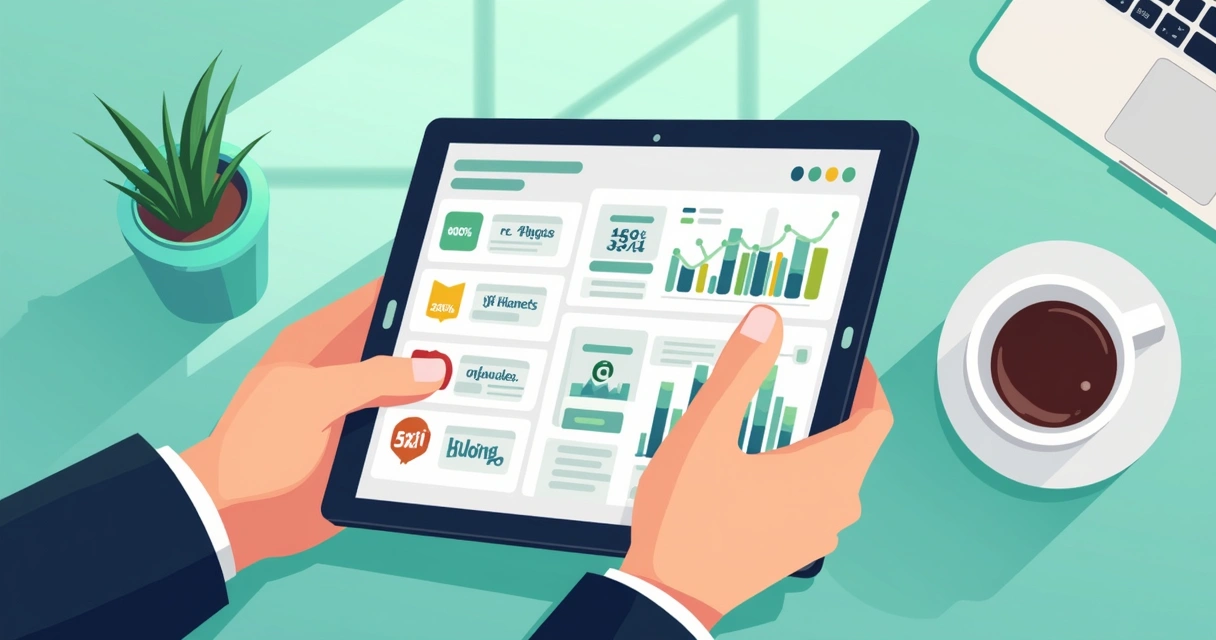 Portfólio digital de agência de marketing em tablet 