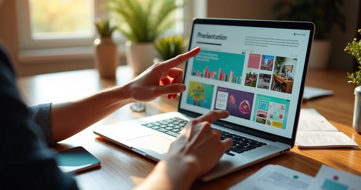 Portfólio digital do freelancer sendo apresentado em um notebook