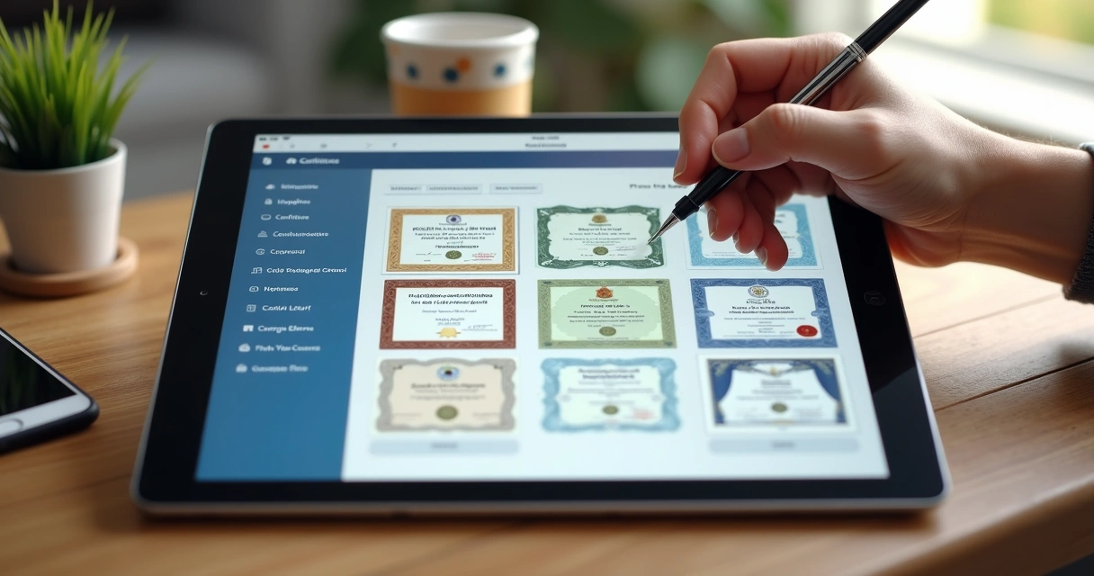 Portfólio digital exibindo vários certificados online 