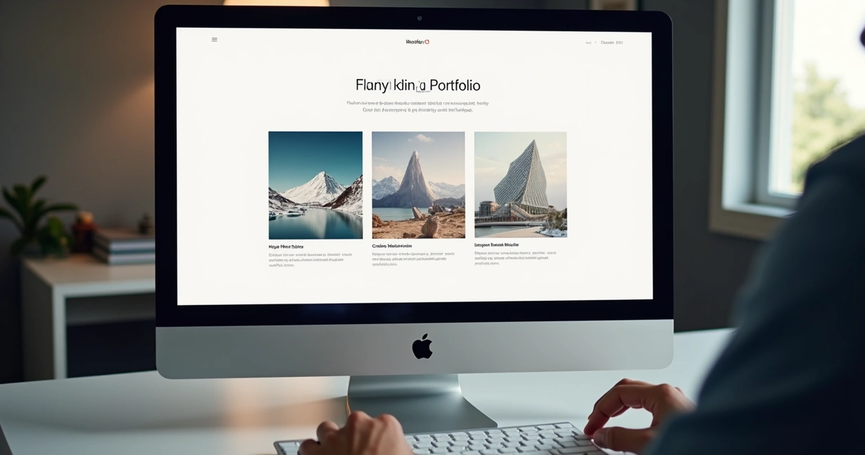 Exemplo simples de portfólio digital com imagens e descrições curtas de projetos reais 
