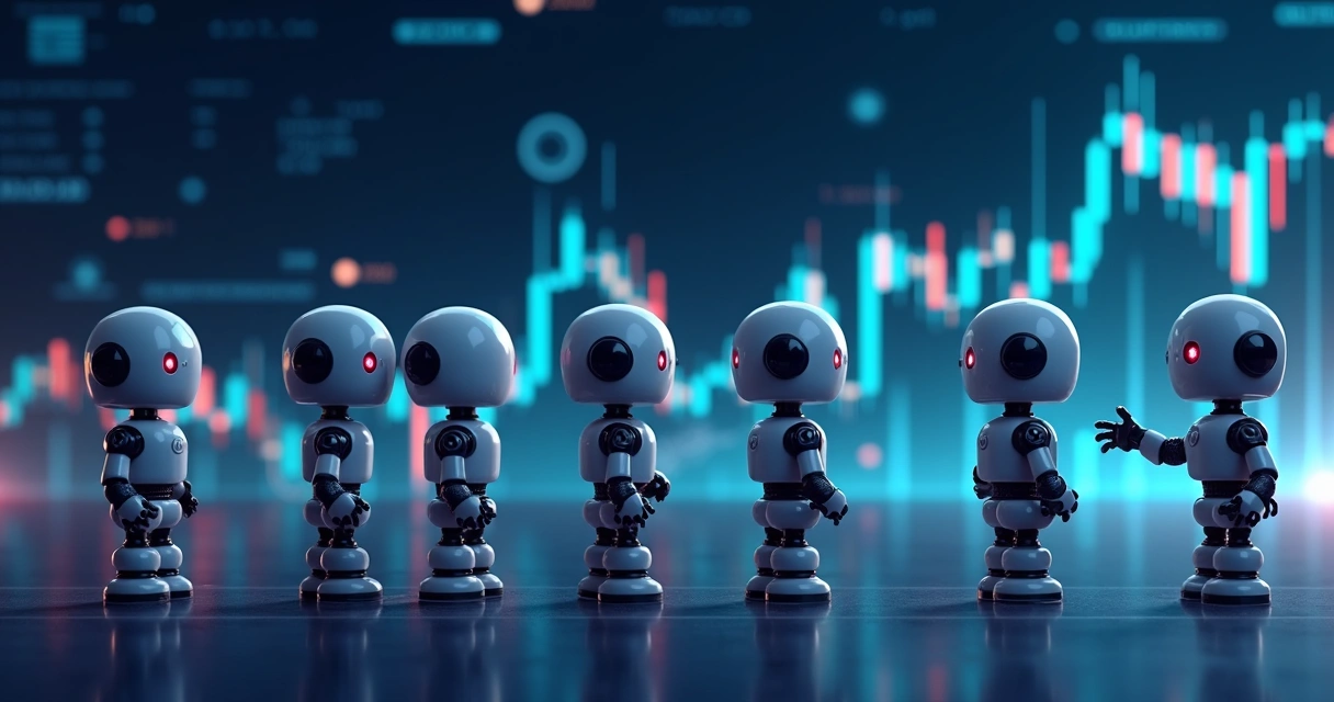 Bot grid, bot trend-following e outros tipos de robôs divididos em gráficos