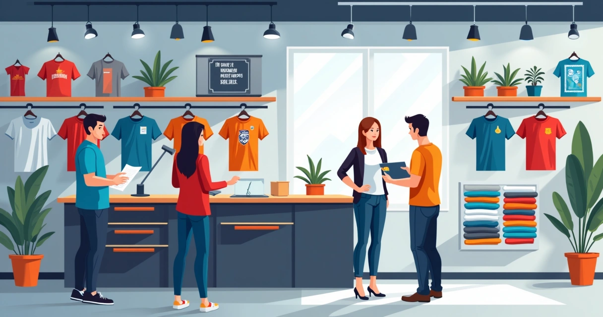 Vitrine com camisetas personalizadas variadas em Curitiba 