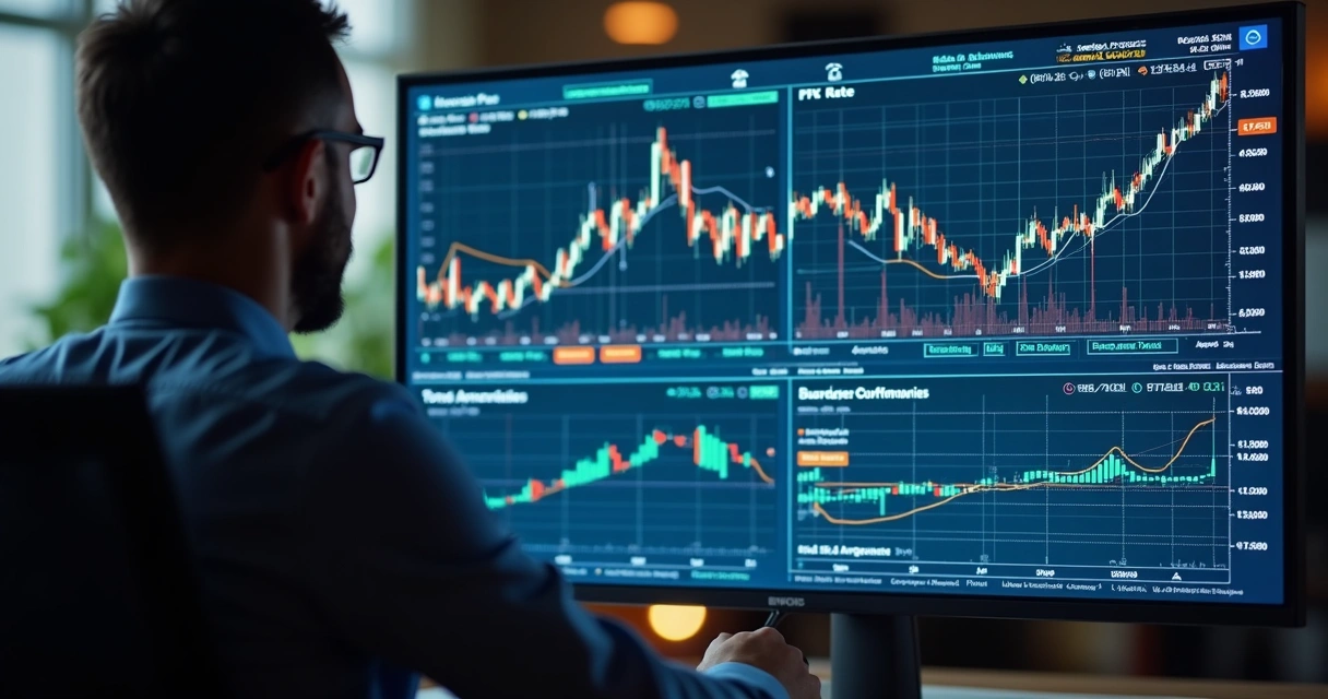 Portfolio manager reviewing diverse asset strategy on screen 