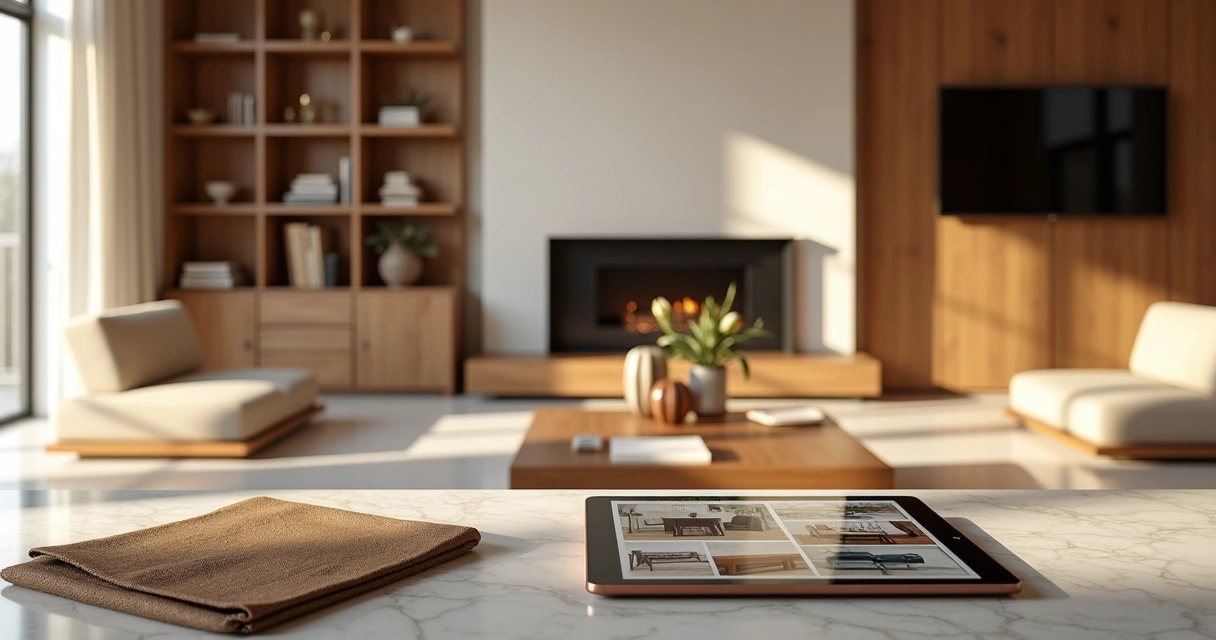 Portfólio de marcenaria mostra móveis sob medida em ambiente sofisticado 