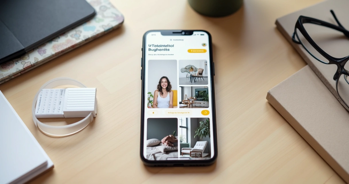 Portfólio digital responsivo exibido em smartphone com navegação simples 