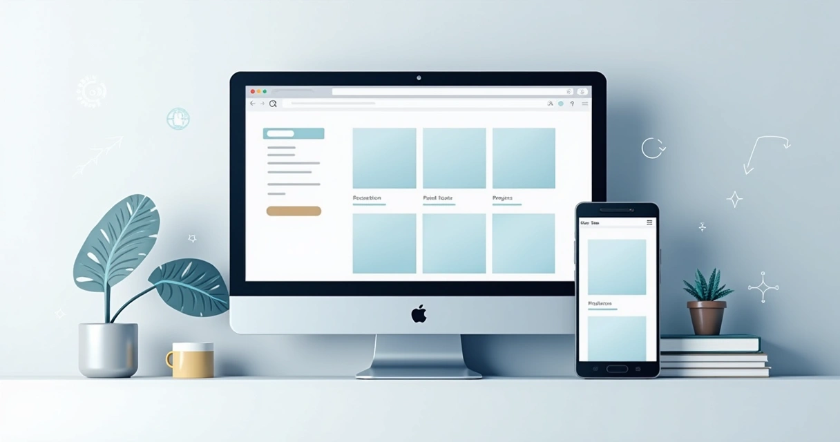 Tela de portfólio com layout limpo e navegação clara 