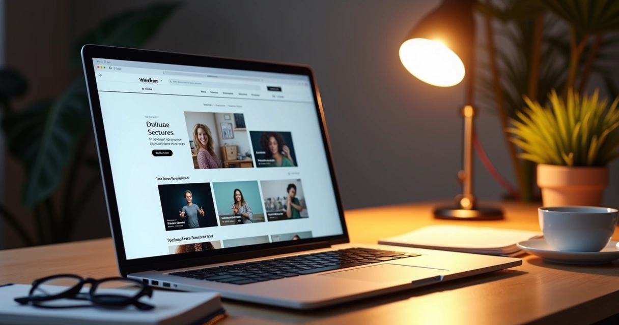 Página online de portfólio UGC aberta no notebook 