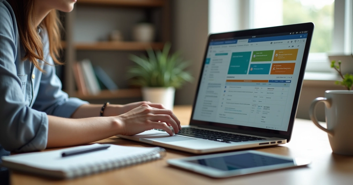 Profissional estudando pós-graduação EaD em laptop com ambiente virtual Moodle aberto 