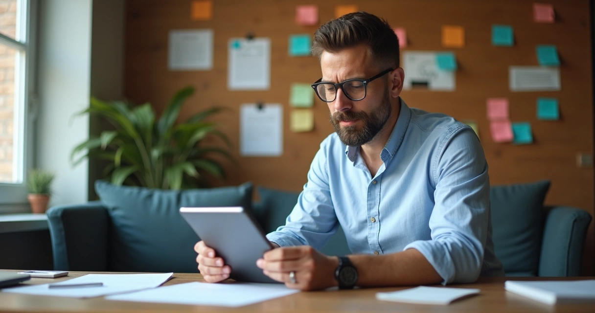 Empresário analisando feedback pós-lançamento digital 