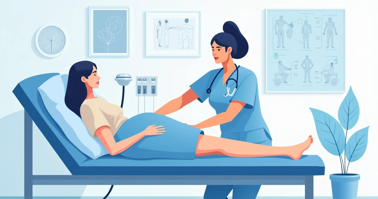 Cliente em pós-operatório realizando drenagem linfática com fisioterapeuta. 