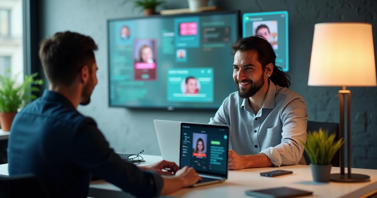 Agente de pós-venda digital em contato próximo com cliente 