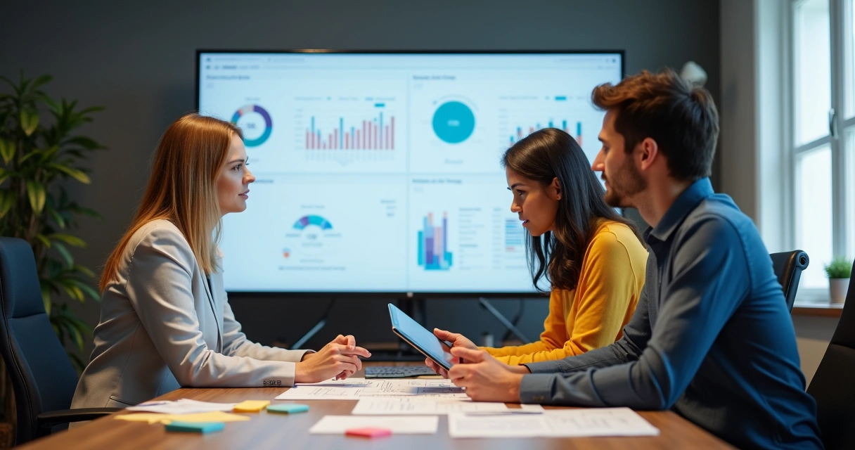 Equipe analisando dados de pós-venda em loja virtual 