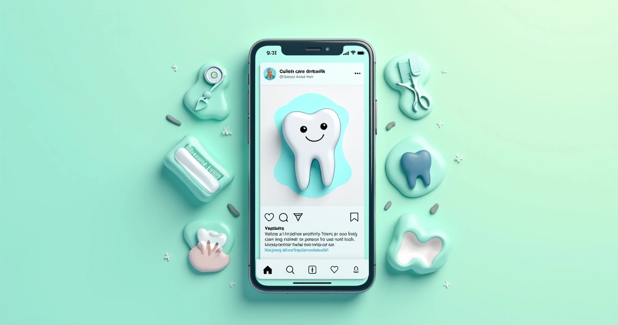 Post ilustrativo de clínica odontológica mostrando dicas simples de saúde bucal.