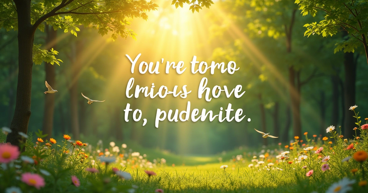 Postagem inspiradora com frase em fonte legível em meio a uma floresta iluminada pelo sol.