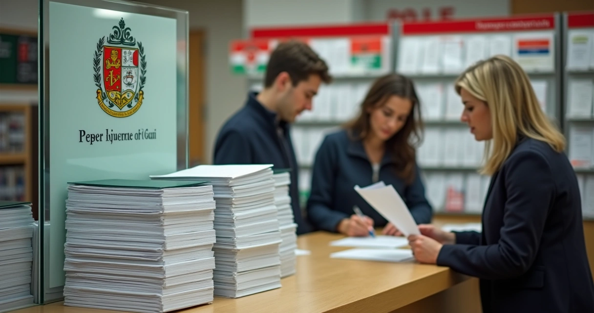 Balcão de correio na Itália com formulário de permesso di soggiorno