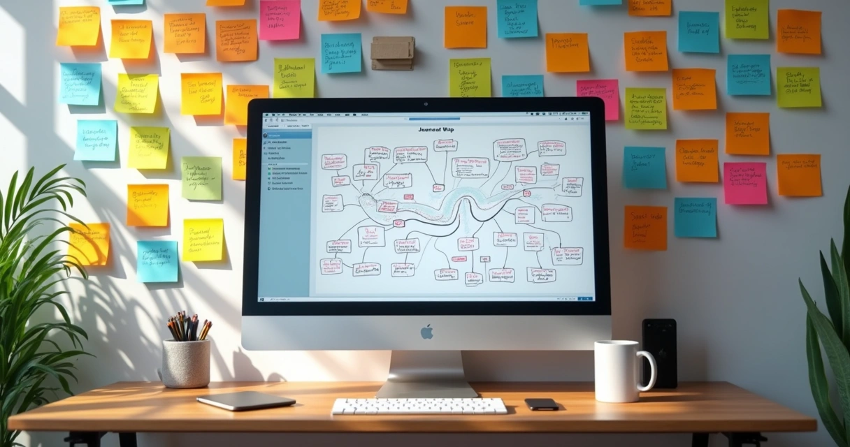 Cartões coloridos colados em parede para feedback digital 