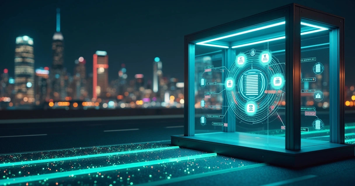 Guarita futurista protegendo acesso a servidores em nuvem 