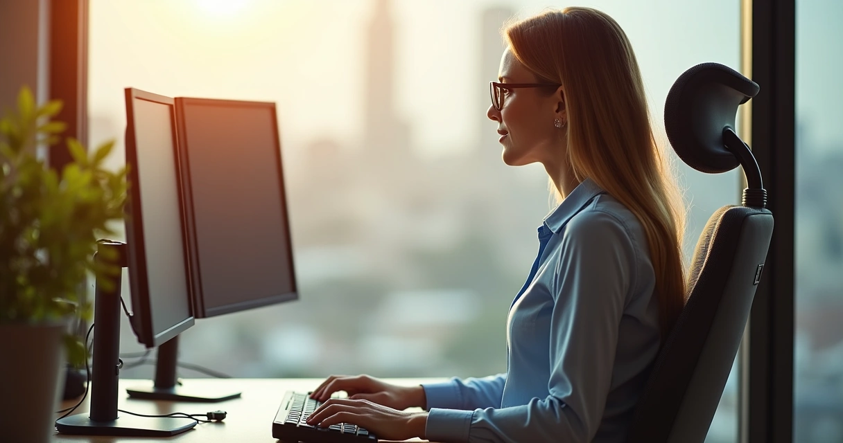 Postura correta para uso de computador com óculos