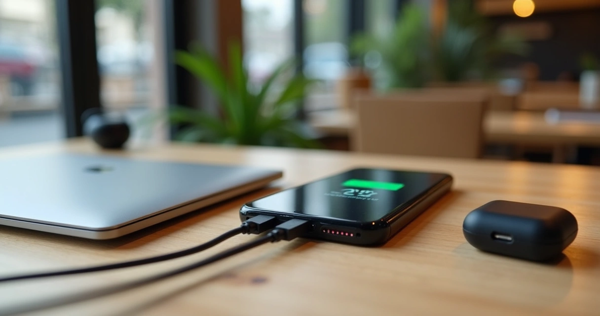 Power bank carregando smartphone em uso no dia a dia 