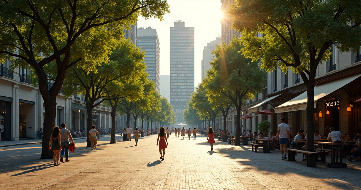 Pessoas caminhando na praça sob árvores no Cambuí 