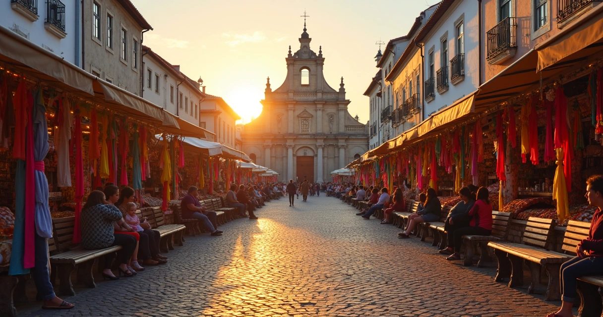 Praça em frente à Igreja de Nossa Senhora d’Ajuda ao entardecer 