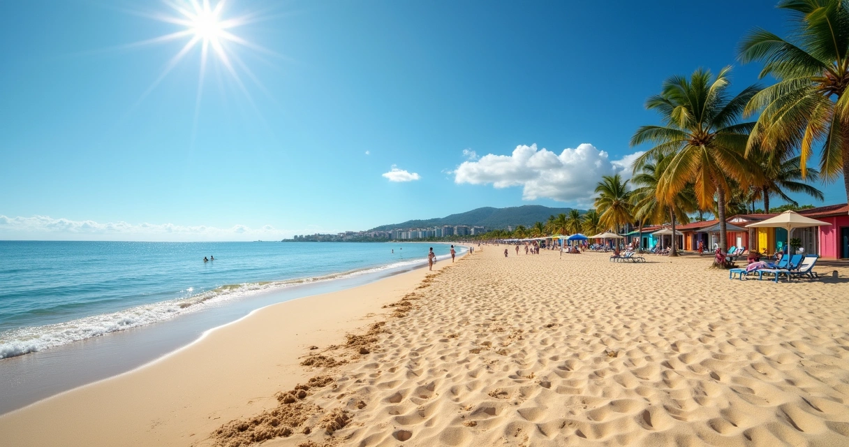 Praia do Bessa com águas claras e faixa de areia larga em João Pessoa 