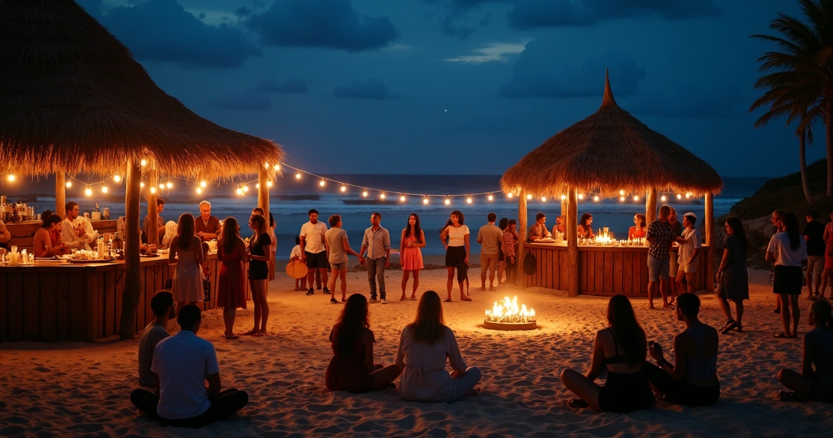 13 destinos imperdíveis para o Ano Novo 2026 econômico 4 Público reunido em celebração alternativa na Praia do Rosa