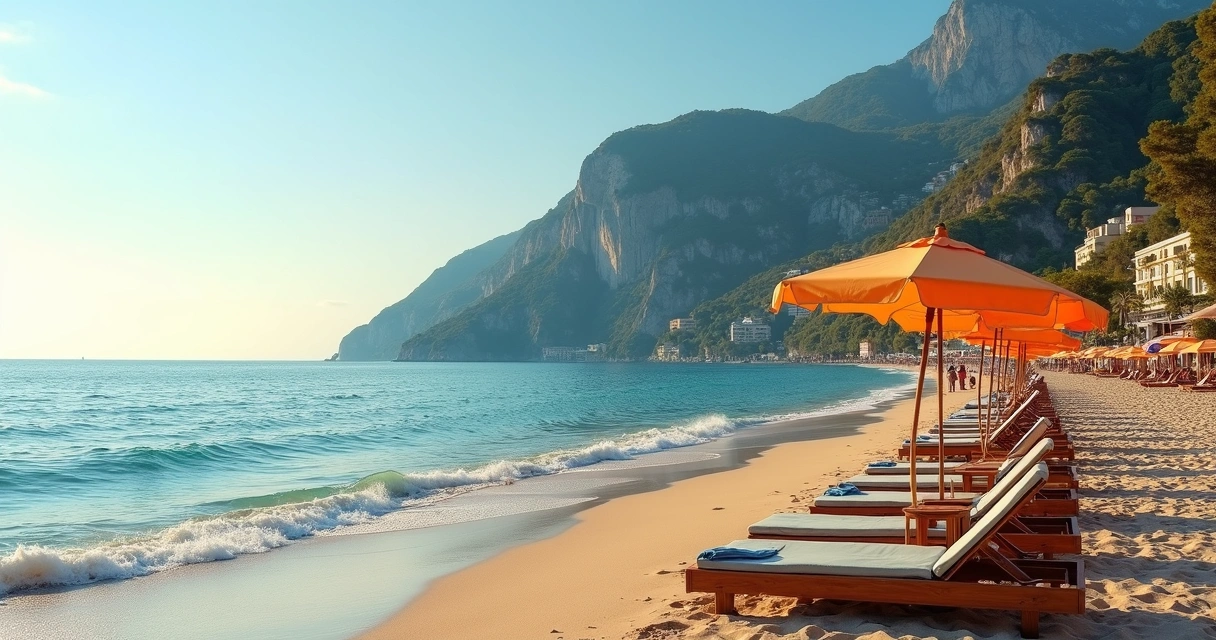 Praia quase vazia no final do verão na Costa Amalfitana 