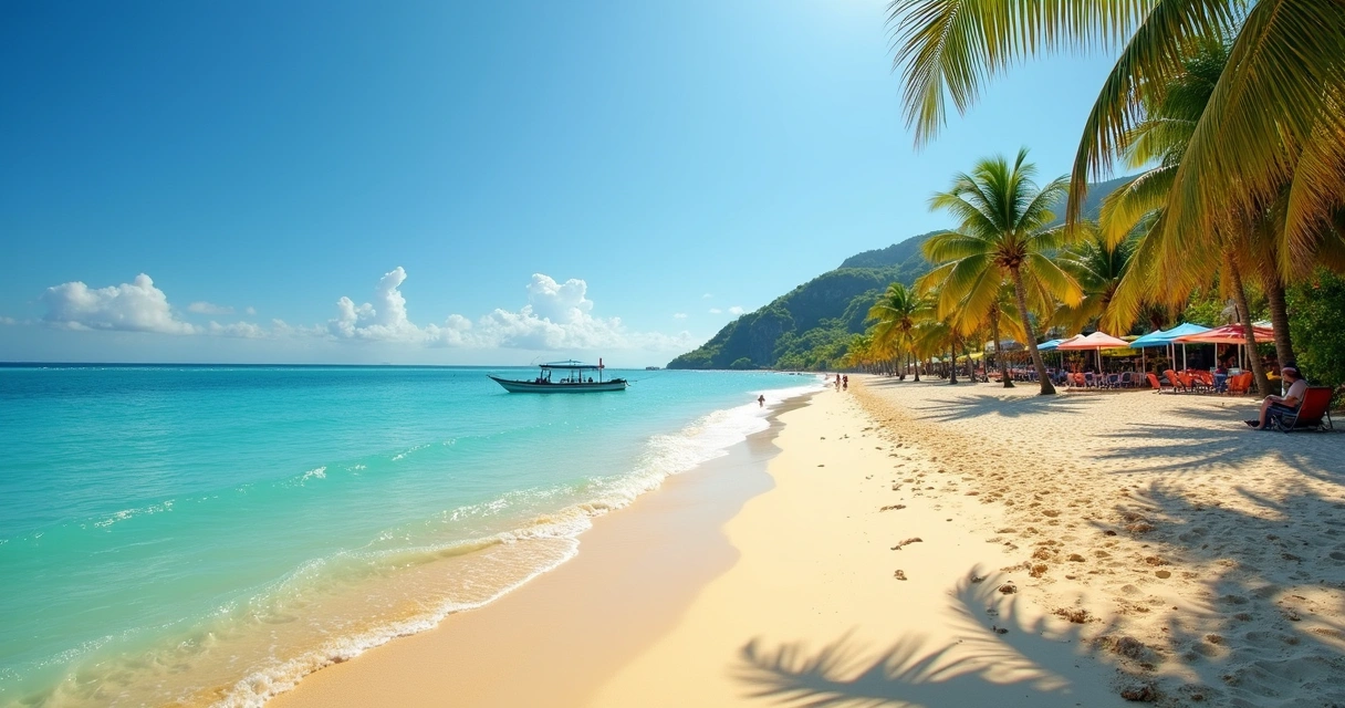 Praia tranquila e coqueiros em Ilhéus 