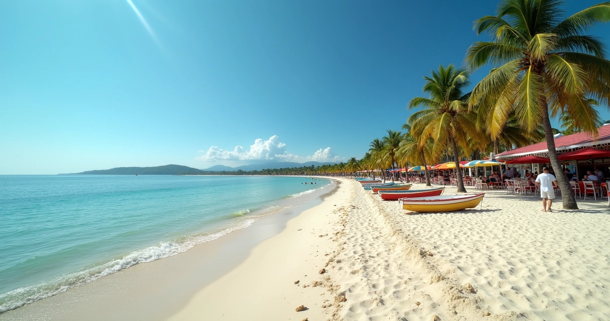 Praia de águas claras e coqueiros em João Pessoa 