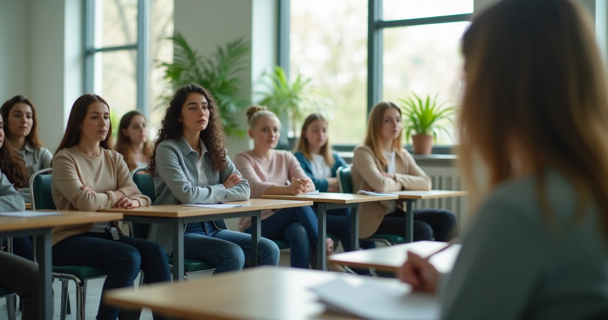 Estudantes em prática de atenção consciente na escola