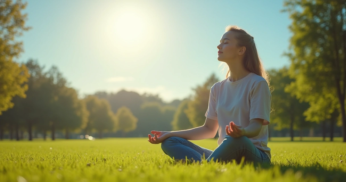 Pessoa praticando mindfulness sentada ao ar livre 