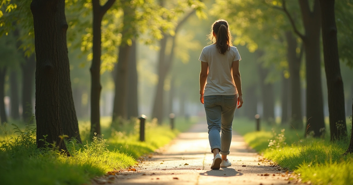 Pessoa caminhando atenta ao ambiente ao redor 