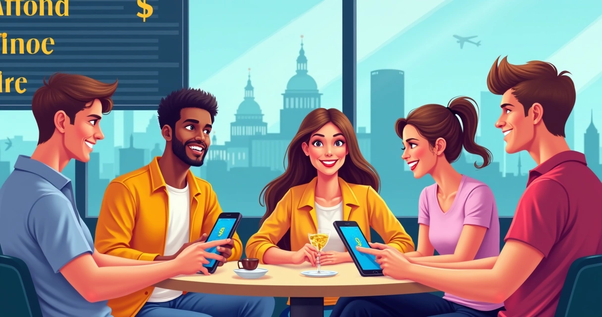 Pessoas usando conta internacional em diferentes cenários 