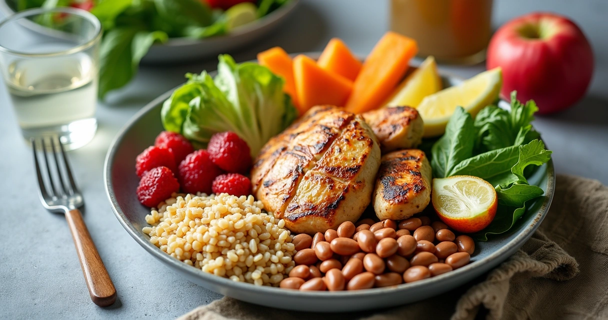 Prato com alimentos saudáveis para gestantes 