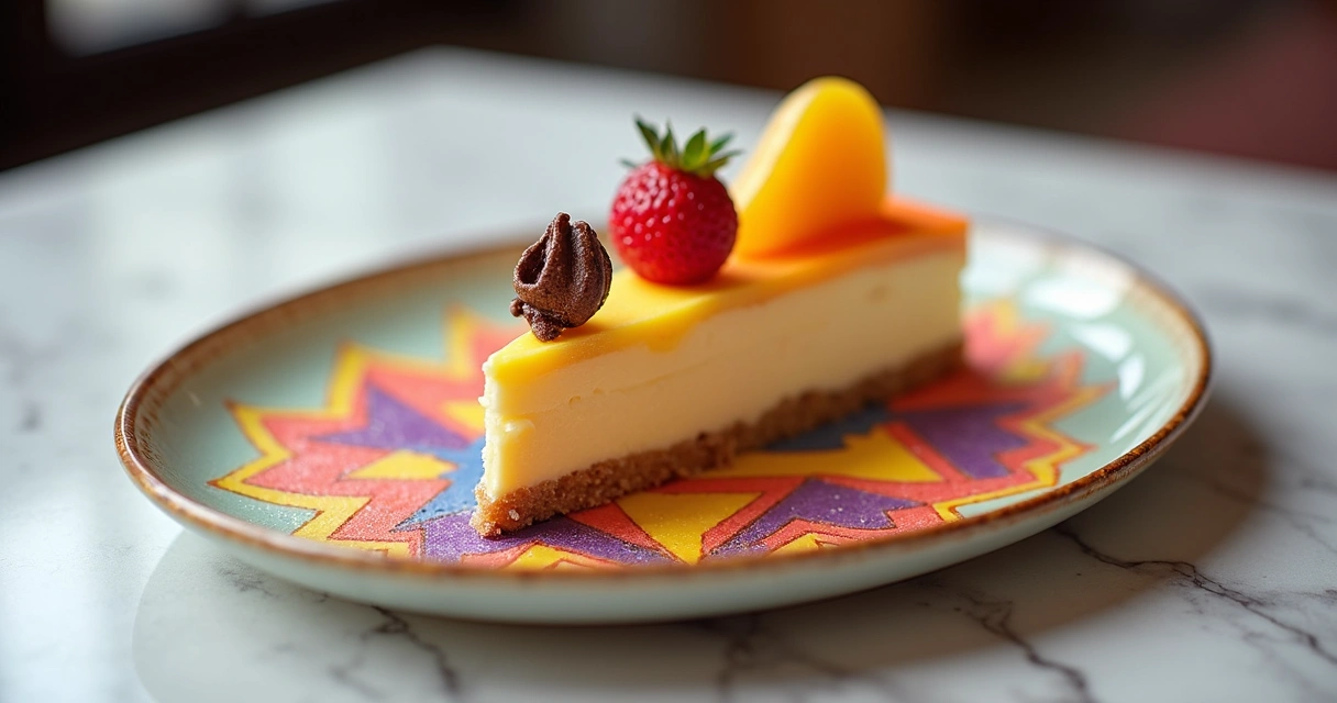 Sobremesa colorida com frutas e decoração moderna da Amorette’s Patisserie em Disney Springs 