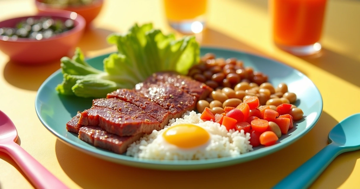 Prato colorido e saudável de comida infantil 