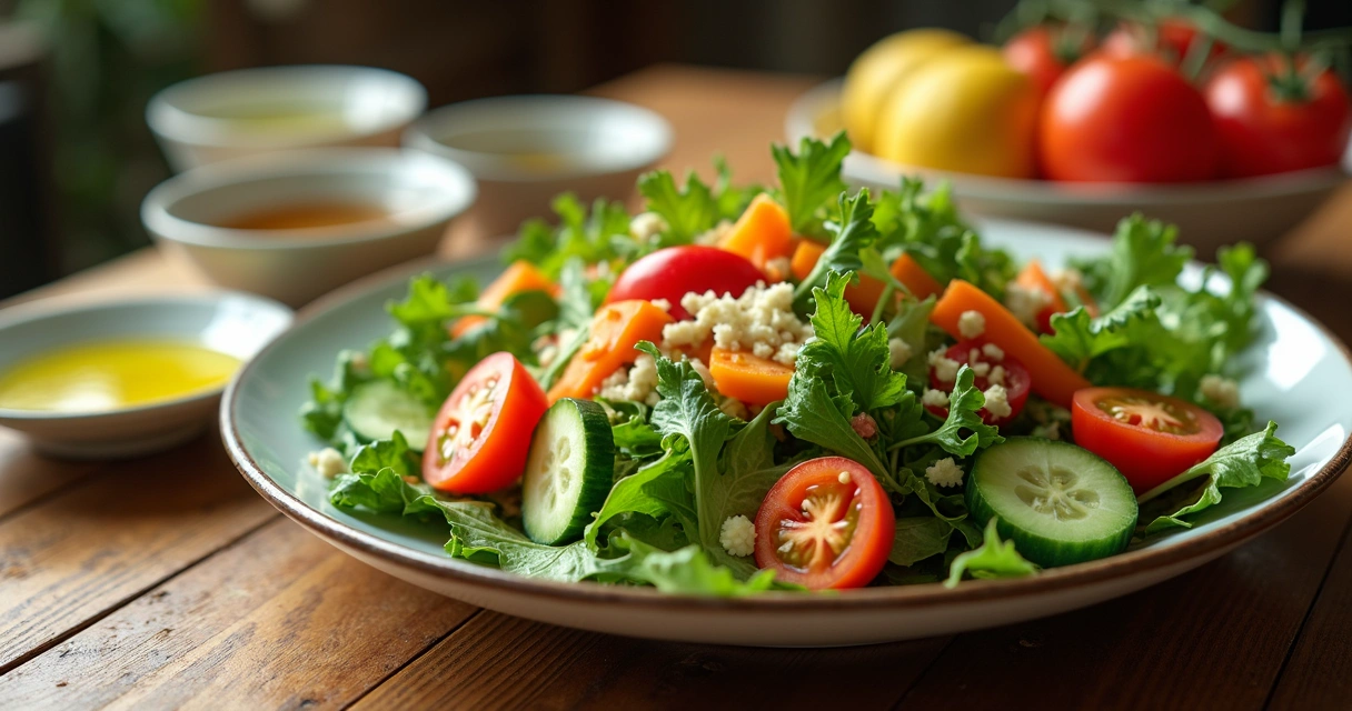 Prato de salada colorido com vegetais variados