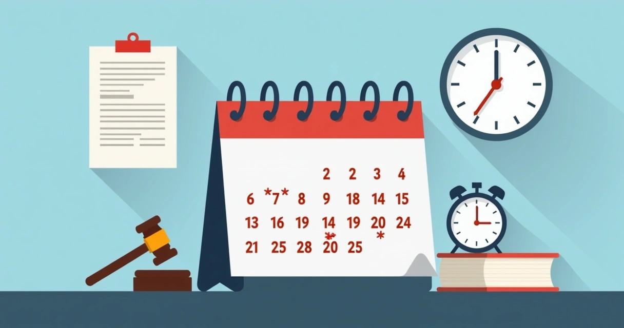 Calendário com setas indicando início da contagem de prazo