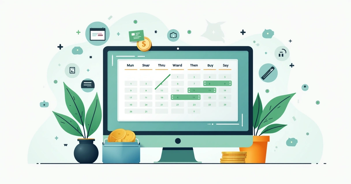 Calendário marcando dias para saque em tela de computador 