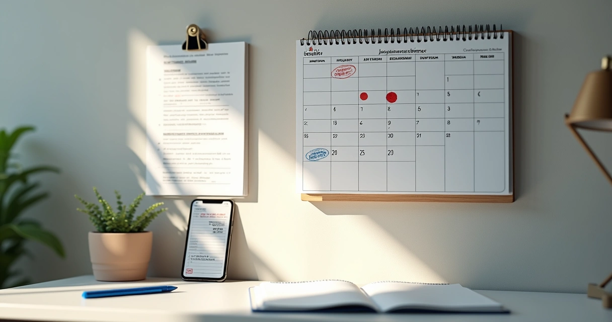 Calendário com prazos e despacho judicial sobre perícia. 