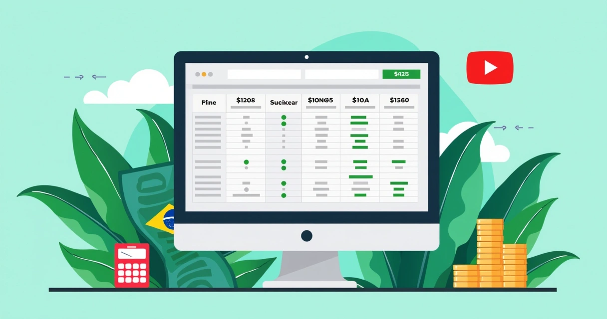 Planilha de precificação de canal do YouTube 