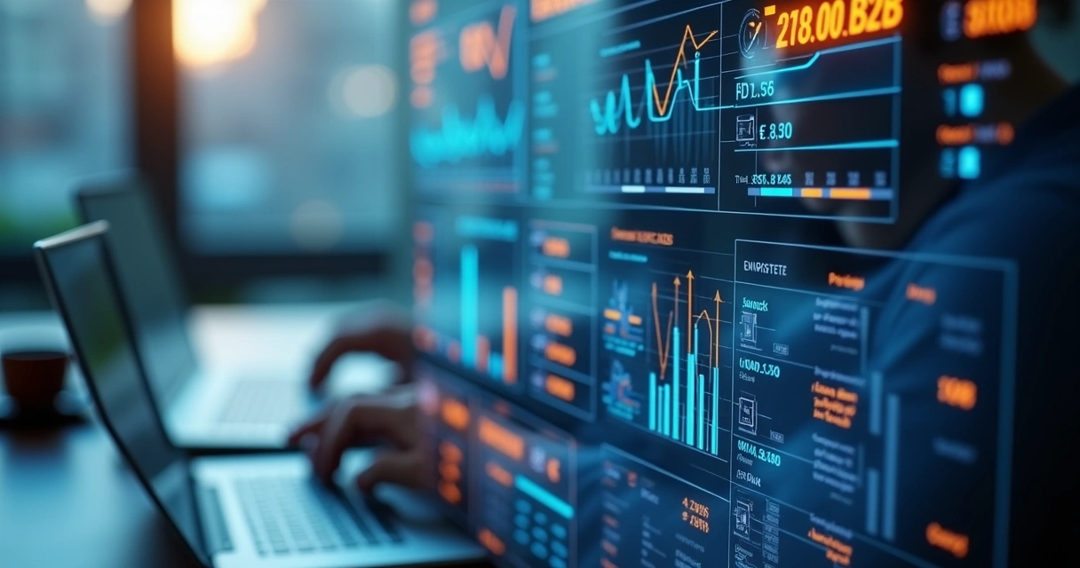 Dashboard digital ilustrando precificação dinâmica em vendas B2B. 